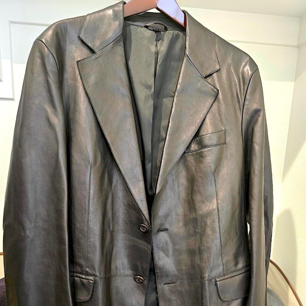 Rare New Unused Hi-End Couture ARMANI COLLEZIONI Napa Blk Lamb Skin Leather 42